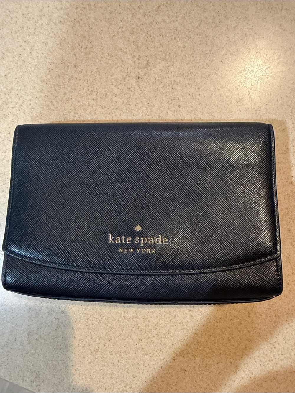 Kate Spade Black Wallet Gold Logo